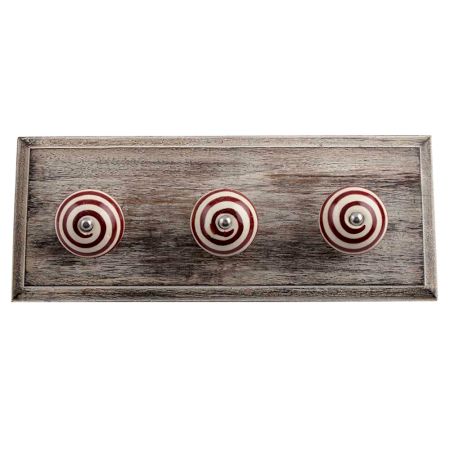 Cream Cherry Strip Wooden Hooks